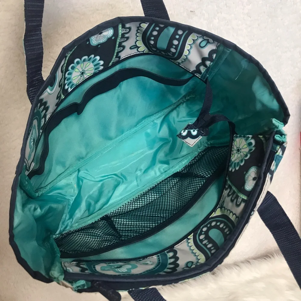 thirty-one Paisley Tote in Teal, Navy & Cream